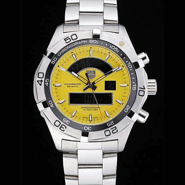 Tag Heuer Aquaracer Chronotimer Yellow Dial Stainless Steel Band new60309