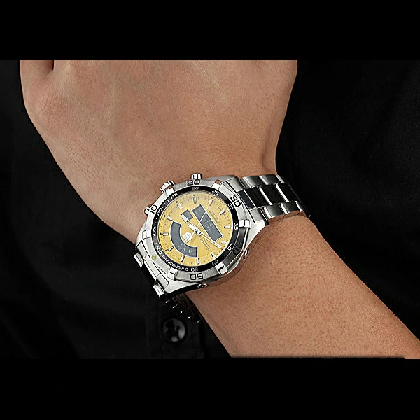 Tag Heuer Aquaracer Chronotimer Yellow Dial Stainless Steel Band new60309