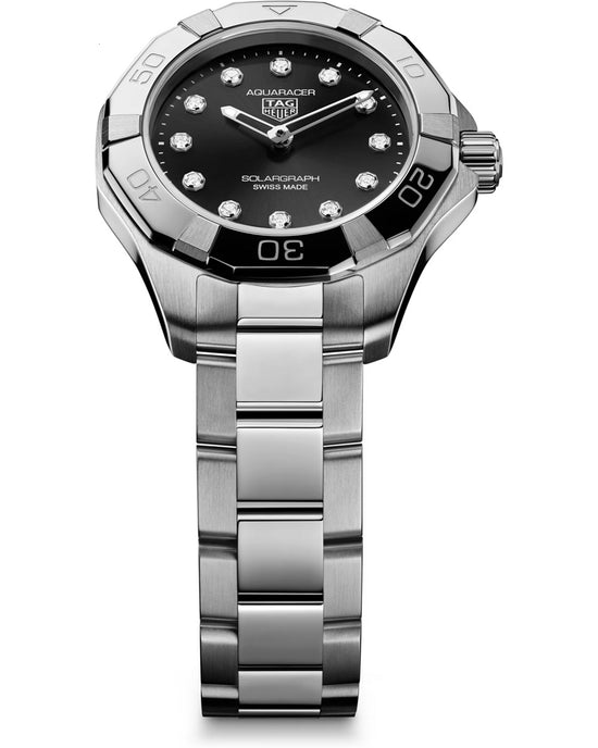 TAG Heuer Aquaracer Professional 100 Solargraph, Stainless Steel and Diamonds set, Solar Quartz, 28 mm, WBP141G.BA0049