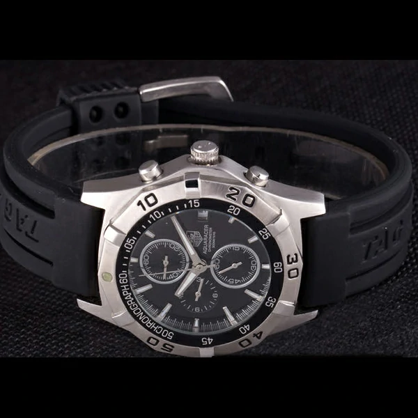Tag Heuer Aquaracer Tachymeter Bezel Black Dial Black Rubber Strap new58253