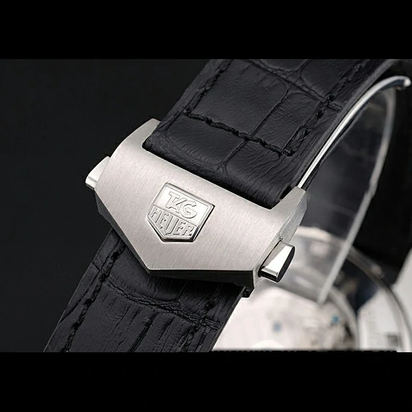 Tag Heuer Carerra Calibre 6 Black Dial Stainless Steel Bezel Black Leather Band new60060