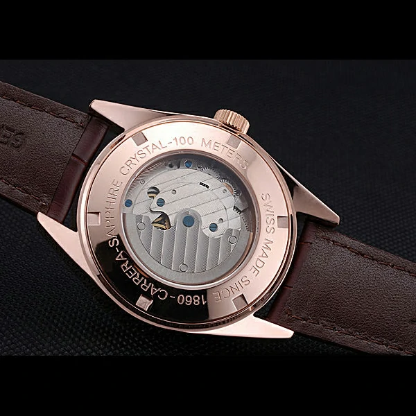 Tag Heuer Carerra Calibre 6 White Dial Blue Numbers Brown Leather Band new60058
