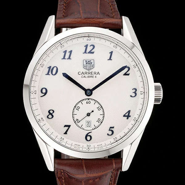 Tag Heuer Carerra Calibre 6 White Dial Stainless Steel Bezel Brown Leather Band new60057