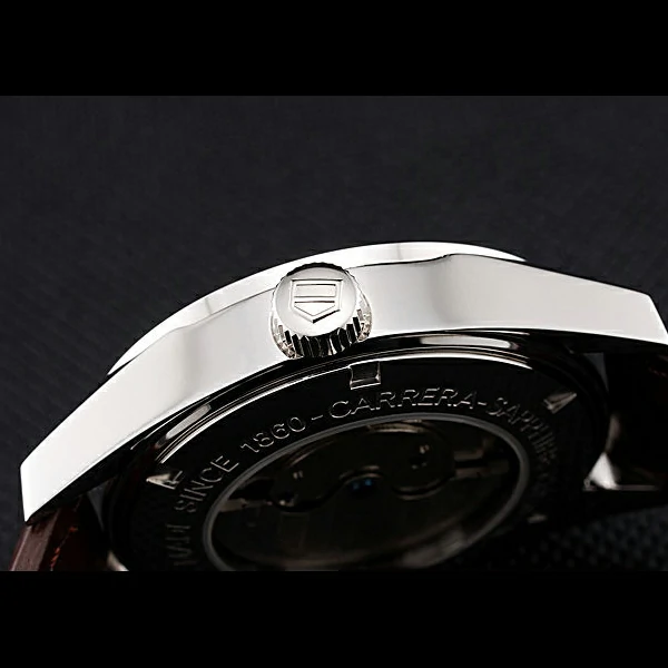 Tag Heuer Carerra Calibre 6 White Dial Stainless Steel Bezel Brown Leather Band new60057