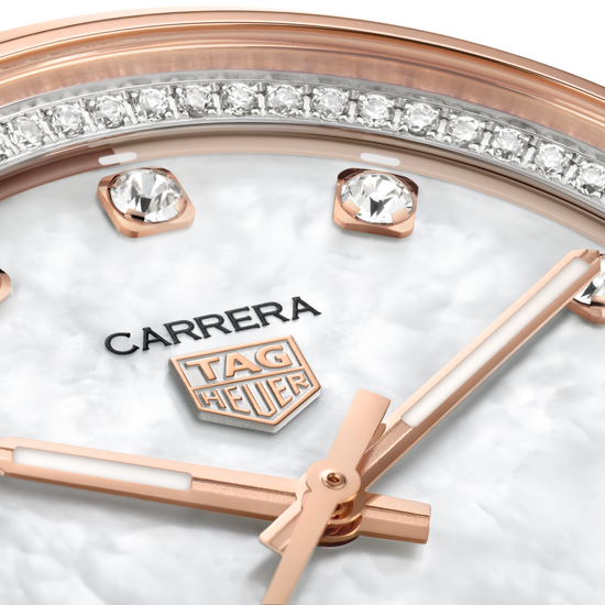 TAG Heuer Carrera Calibre 7 Date, Stainless Steel and 18k Rose Gold set with Diamonds, 36mm, WBN2351.BD0000
