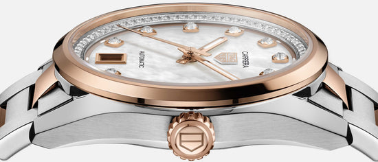 TAG Heuer Carrera Calibre 7 Date, Stainless Steel and 18k Rose Gold set with Diamonds, 36mm, WBN2351.BD0000