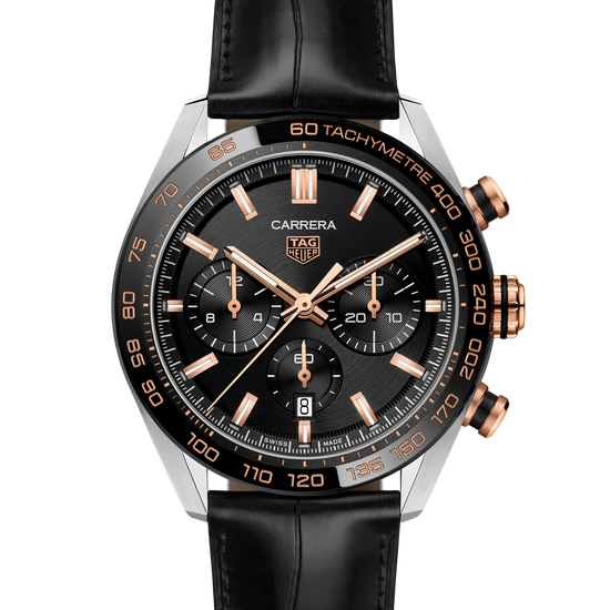 TAG Heuer Carrera Chronograph, Stainless Steel, 18k Rose Gold and Ceramic, 44mm, CBN2A5A.FC6481