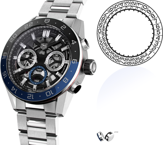 TAG Heuer Carrera Chronograph Twin-Time, Stainless Steel and Ceramic, 45mm, CBG2A1Z.BA0658