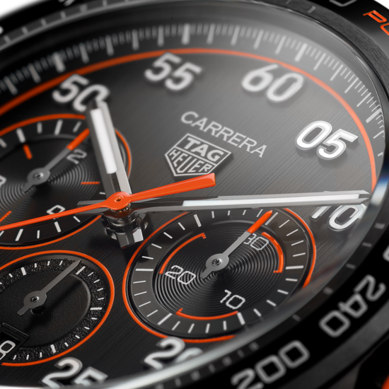 TAG Heuer Carrera Chronograph x Porsche Orange Racing Special Edition, DLC-coated Stainless Steel, 44mm, CBN2A1M.FC6526