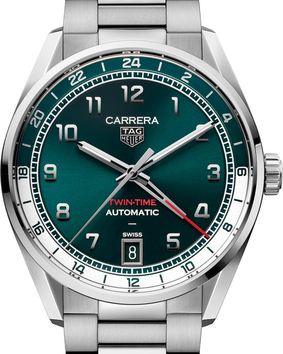 TAG Heuer Carrera Date Twin-Time, Stainless Steel, 41mm, WDA2114.BA0043