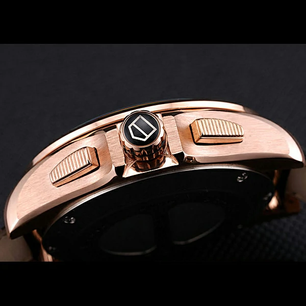 Tag Heuer Carrera Rose Gold Bezel with Black Dial and Black Leather Strap new59628