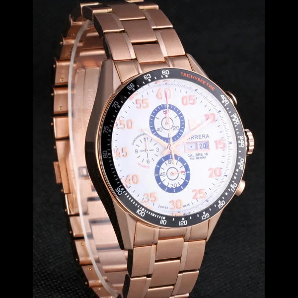 Tag Heuer Carrera Rose Gold Bracelet White Dial new59435