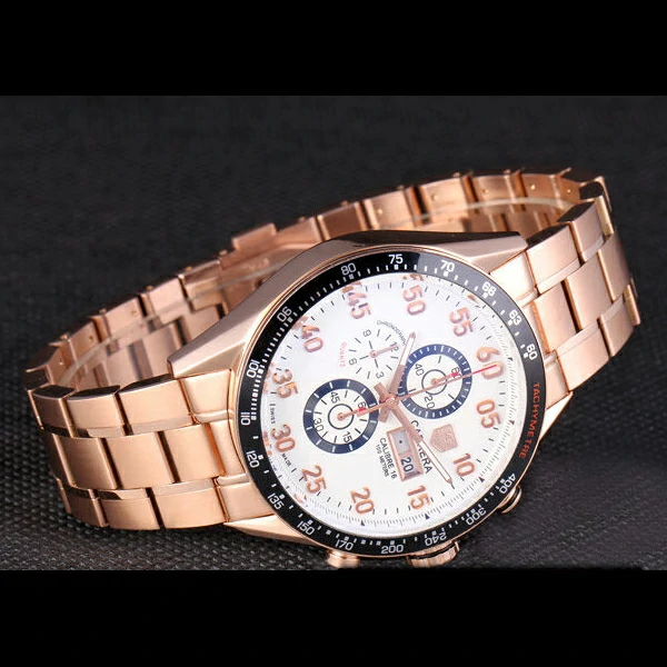 Tag Heuer Carrera Rose Gold Bracelet White Dial new59435
