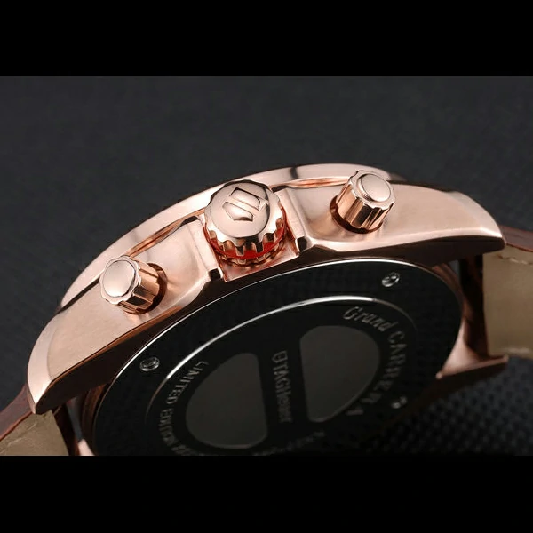 Tag Heuer Carrera Rose Gold Case White Dial Brown Leather Strap new58753