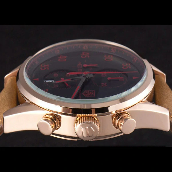 Tag Heuer Carrera SpaceX Rose Gold Bezel with Black Dial and Light Brown Leather Strap new59625