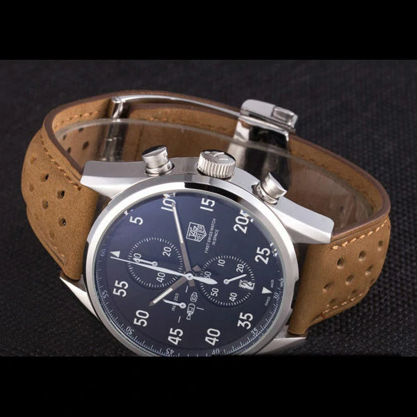 Tag Heuer Carrera SpaceX Silver Bezel with Black Dial and Light Brown Leather Strap new59627