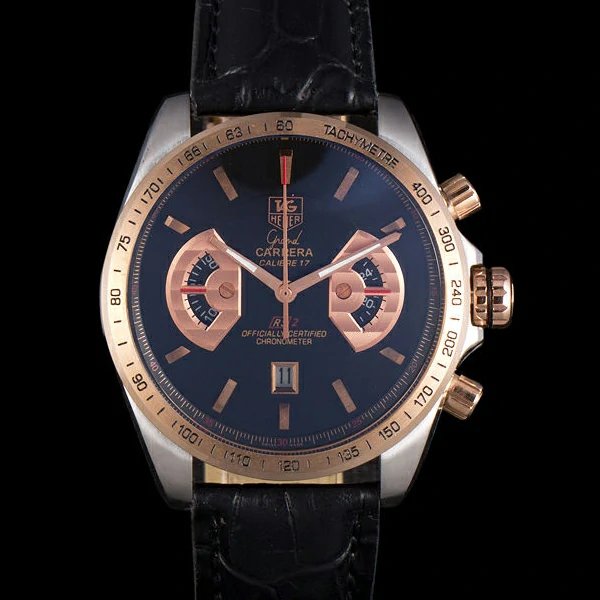 Tag Heuer Carrera Stainless Steel Case Black Dial Black Leather Strap new58754
