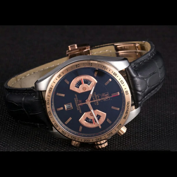 Tag Heuer Carrera Stainless Steel Case Black Dial Black Leather Strap new58754