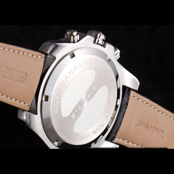 Tag Heuer Carrera Tachymeter Bezel Black Dial Black Leather Strap new58251