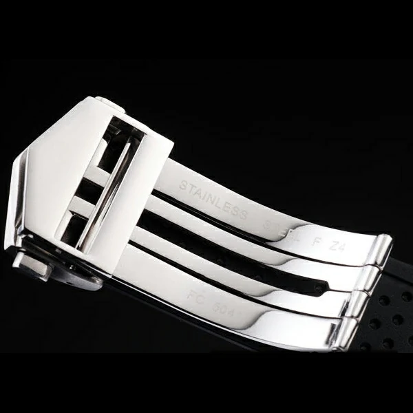 Tag Heuer Carrera Tachymeter Bezel Perforated Black Rubber Strap White Dial new58078