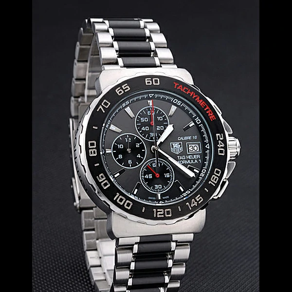Tag Heuer Formula 1 Calibre 16 Chronograph Black Dial Two Tone Stainless Steel Band new60307