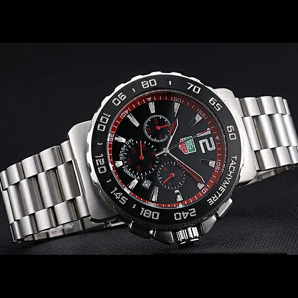 Tag Heuer Formula 1 Chronograph Black Dial Black Bezel Stainless Steel Band Red Numerals new60305