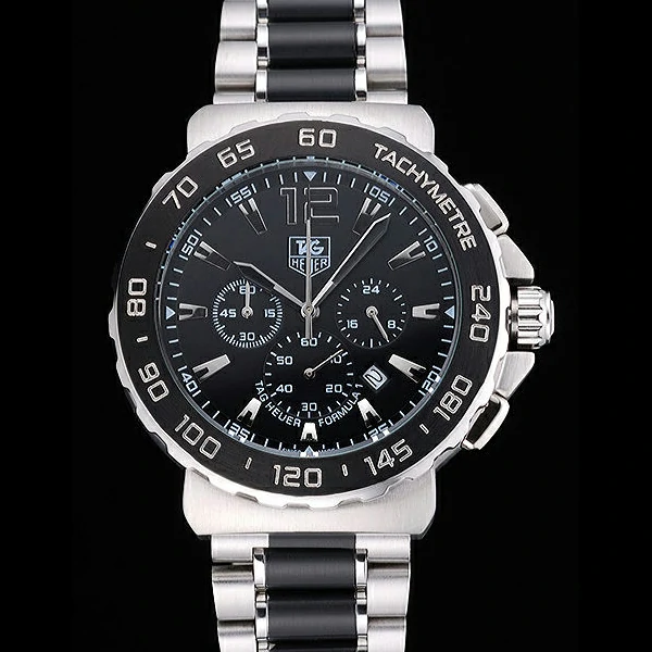 Tag Heuer Formula 1 Chronograph Black Dial Black Bezel Two Tone Stainless Steel Band new60306