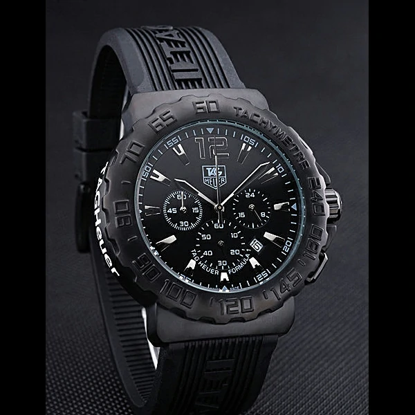 Tag Heuer Formula 1 Chronograph Black Dial Black Bezel White Numerals new60303