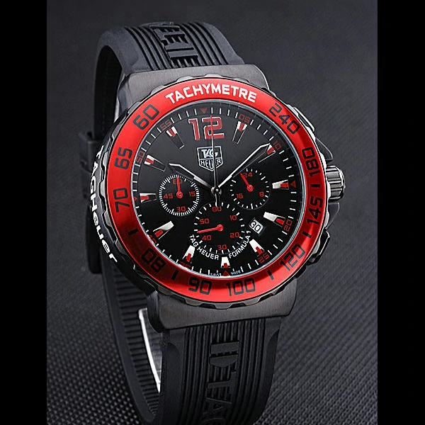Tag Heuer Formula 1 Chronograph Black Dial Red Bezel Red Numerals new60301