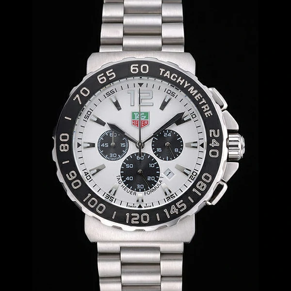 Tag Heuer Formula 1 Chronograph White Dial Black Bezel Stainless Steel Band new60304
