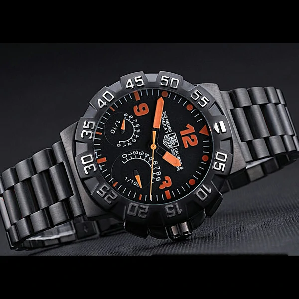 Tag Heuer Formula One Calibre S Black Dial Orange Numerals Ion Plated Steinless Steel Bracelet new60196