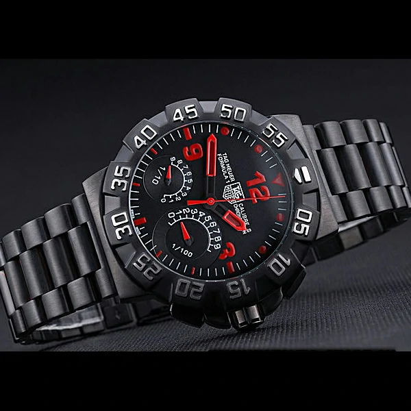 Tag Heuer Formula One Calibre S Black Dial Red Numerals Ion Plated Steinless Steel Bracelet new60195