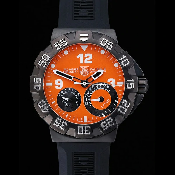 Tag Heuer Formula One Calibre S Orange Dial Rubber Bracelet new60178