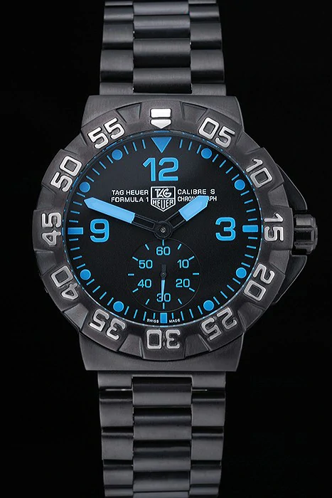 Tag Heuer Formula One Grande Date Black Dial Blue Numerals Ion Plated Steinless Steel Bracelet new118814