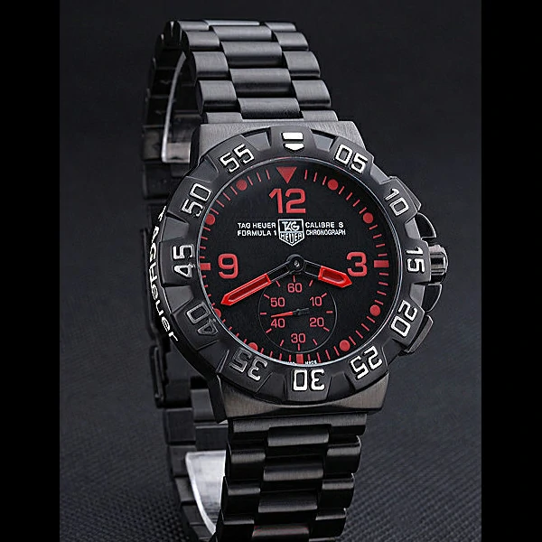 Tag Heuer Formula One Grande Date Black Dial Red Numerals Ion Plated Steinless Steel Bracelet new60192