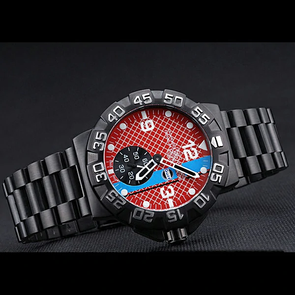 Tag Heuer Formula One Special Gulf Edition Red And Blue Dial Ion Plated Steinless Steel Bracele new60186