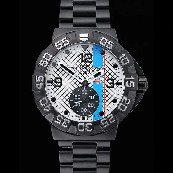 Tag Heuer Formula One Special Gulf Edition White And Blue Dial Ion Plated Steinless Steel Brace new60185