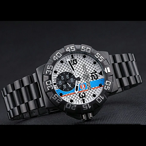 Tag Heuer Formula One Special Gulf Edition White And Blue Dial Ion Plated Steinless Steel Brace new60185