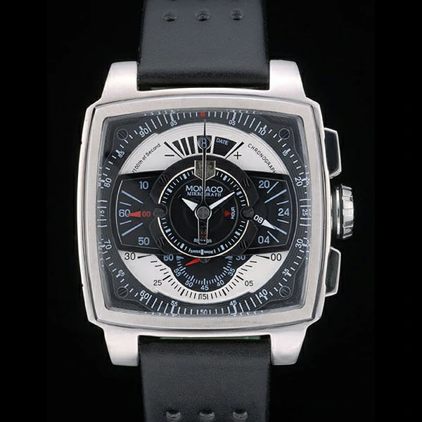 Tag Heuer Monaco Black Green Perforated Leather Strap Black Dial new59253