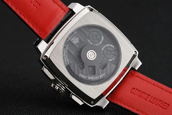Tag Heuer Monaco Black Perforated Leather Strap White Dial new115413