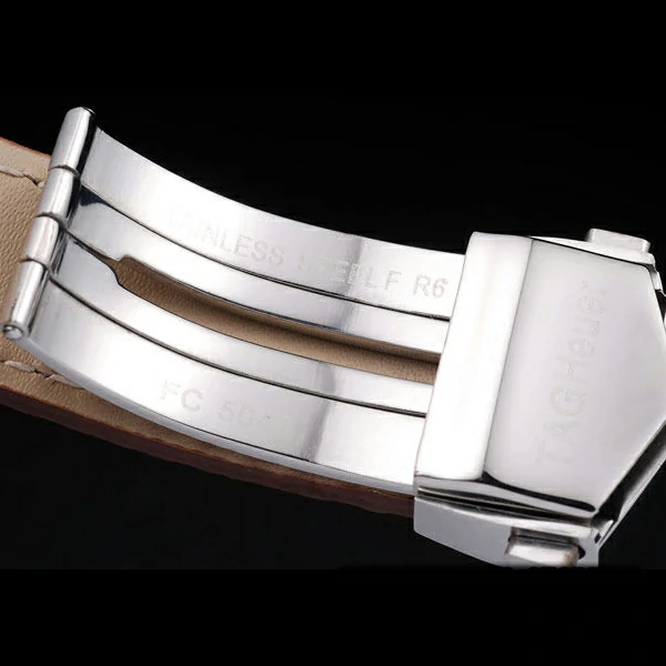 Tag Heuer Monaco Brushed Stainless Steel Case White Dial Brown Leather Strap new58247