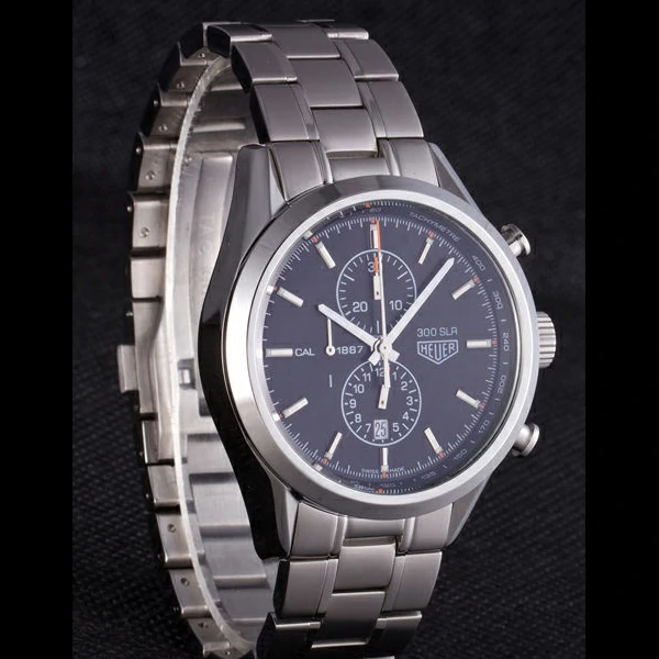 Tag Heuer SLR Polished Stainless Steel Case Black Dial Stainless Steel Strap new58255
