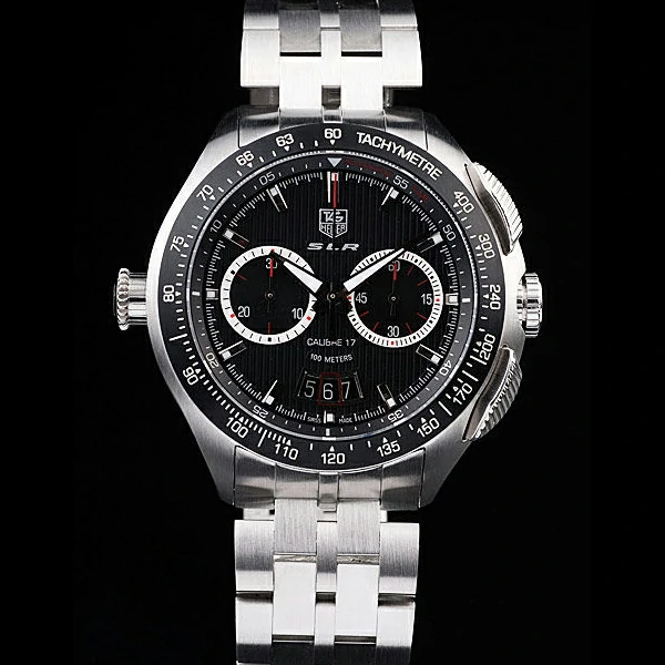Tag Heuer SLR Tachymeter Bezel Stainless Steel Black Dial new58083