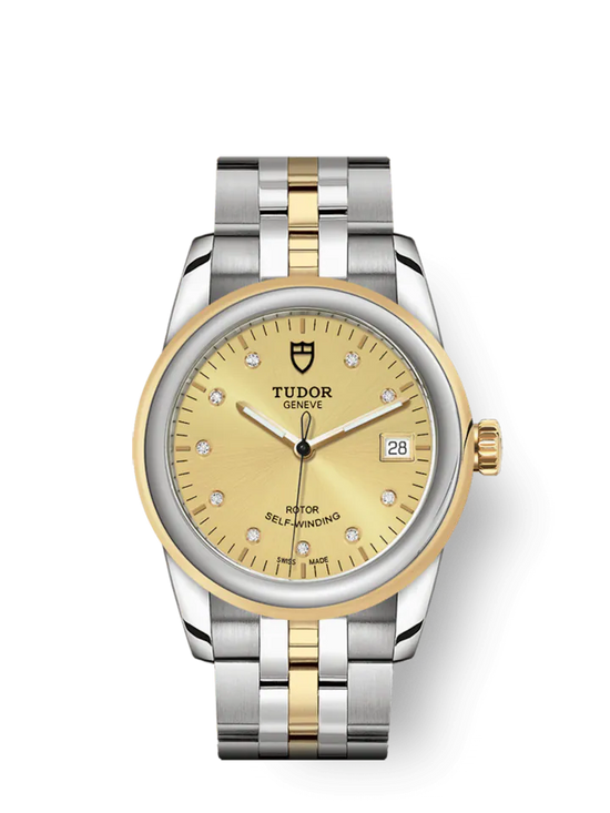 Tudor Replica Watch Glamour Date, Stainless Steel and 18k Yellow Gold with Diamond-set, 36mm, M55003-0006