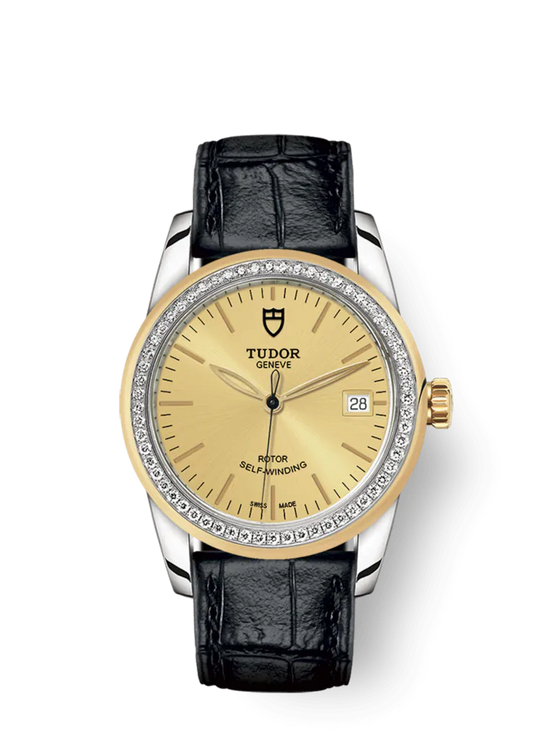 Tudor Replica Watch Glamour Date, Stainless Steel and 18k Yellow Gold with Diamond-set bezel, 36mm, M55023-0049