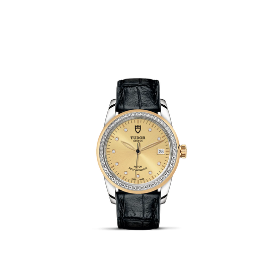Tudor Replica Watch Glamour Date, Stainless Steel and 18k Yellow Gold with Diamond-set dial and Diamond-set bezel , 36mm, M55023-0050
