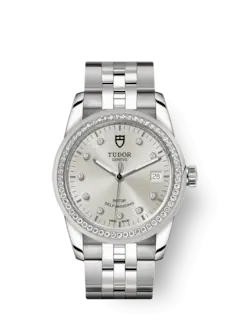 Tudor Replica Watch Glamour Date, Stainless Steel with Diamond-set dial and Diamond-set bezel, 36mm, M55020-0003