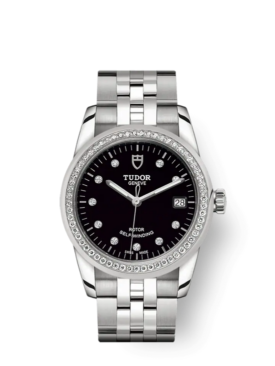 Tudor Replica Watch Glamour Date, Stainless Steel with Diamond-set dial and Diamond-set bezel, 36mm, M55020-0007