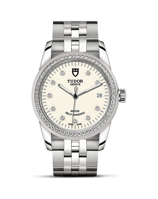 Tudor Replica Watch Glamour Date, Stainless Steel with Diamond-set dial and Diamond-set bezel, 36mm, M55020-0096