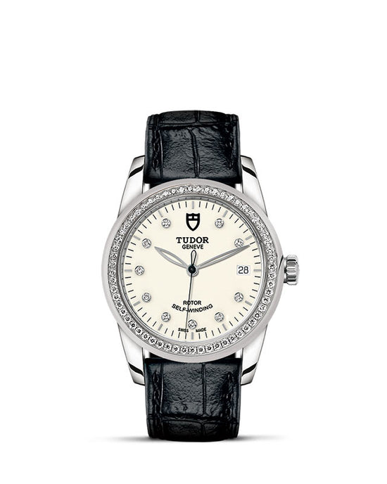 Tudor Replica Watch Glamour Date, Stainless Steel with Diamond-set dial and Diamond-set bezel, 36mm, M55020-0108
